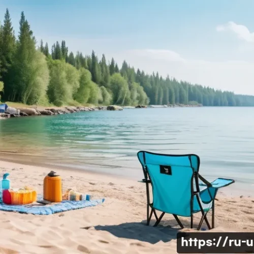 Home 33 이색피크닉 바다와 함께하는 피크닉 - A serene, clean beach scene in a quiet coastal area in Russia during a sunny day, featuring a well-o...
